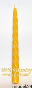 Komplet 10 szt.- Świeca Skrętna długość 22cm  Wosk Pszczeli